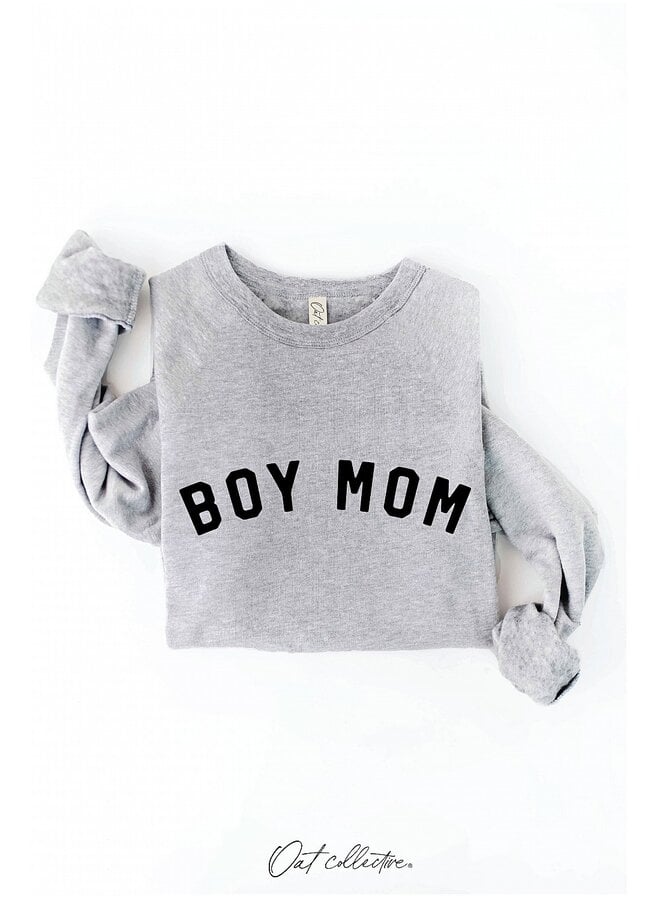 Boy Mom Graphic Sweatshirt - Athletic Heather