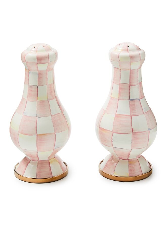 Rosy Check Enamel Large Salt & Pepper Shakers