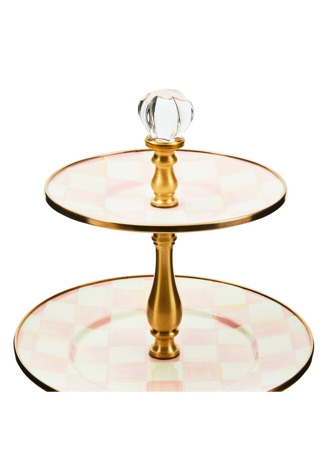 Rosy Check Enamel Three Tier Sweet Stand
