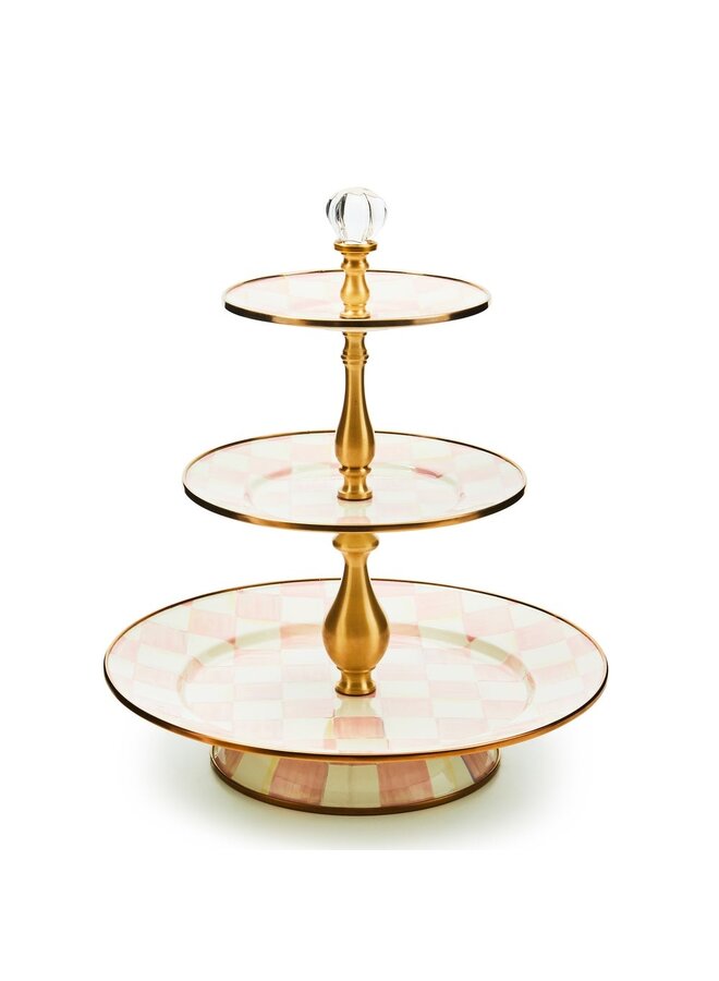Rosy Check Enamel Three Tier Sweet Stand