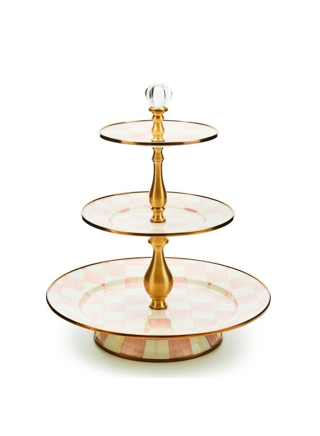 Rosy Check Enamel Three Tier Sweet Stand
