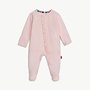 Pin Dot Pink Ruffle Placket Footie