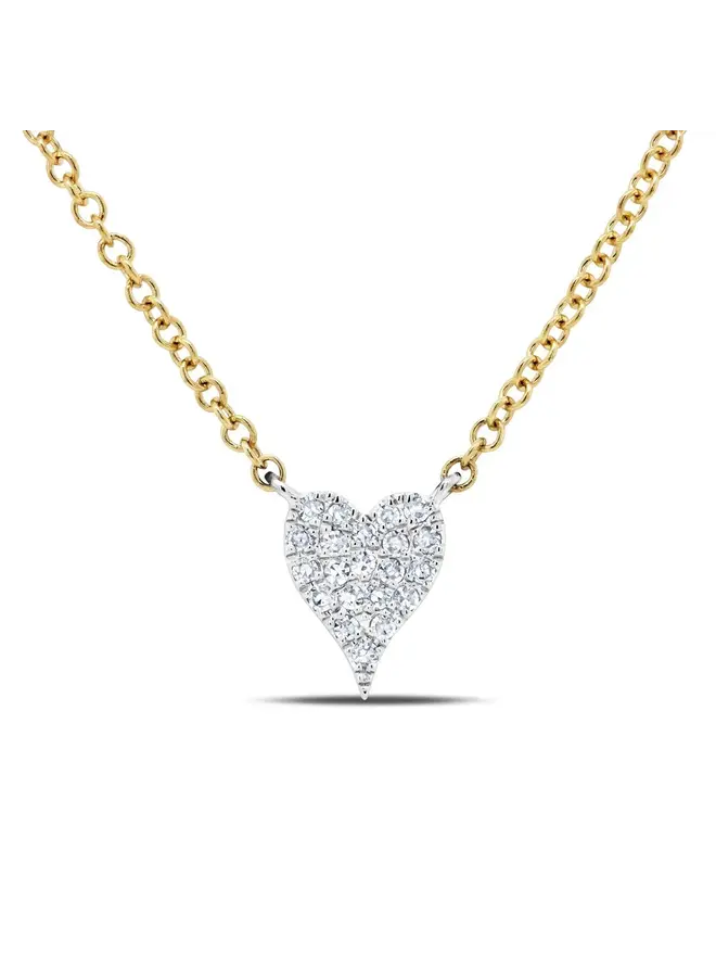 14K 2 Tone WY Diamond Pave Heart Necklace (0.05ct)