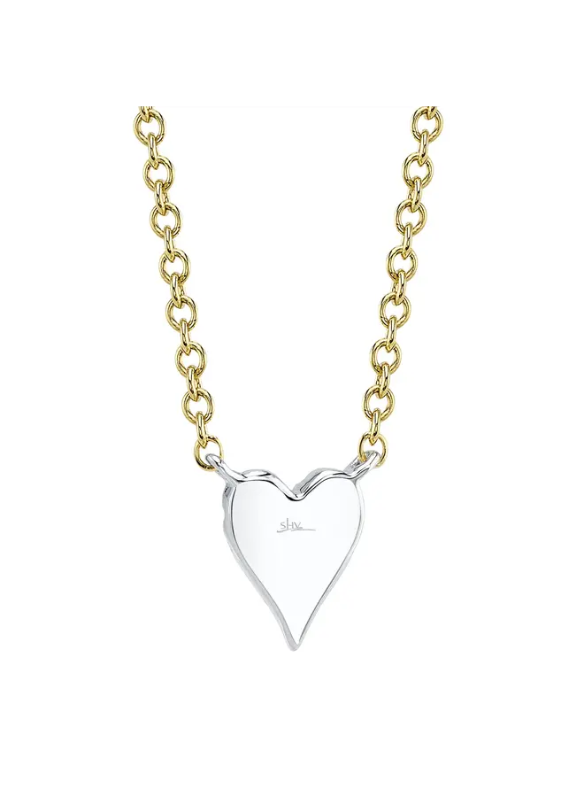 14K 2 Tone WY Diamond Pave Heart Necklace (0.05ct)