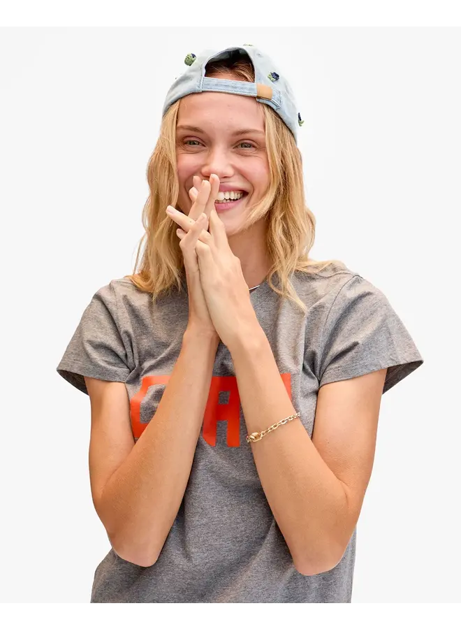 Denim Baseball Hat with Floral Applique