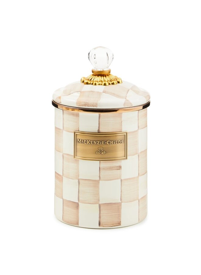 Mocha Check Kitchen Canister- Medium