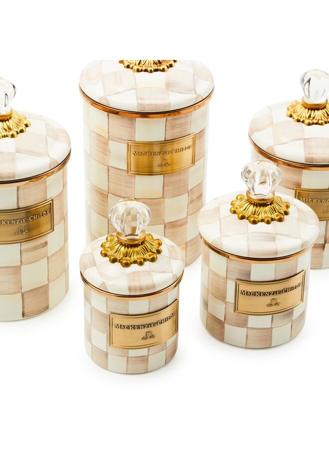 Mocha Check Kitchen Canister- Medium