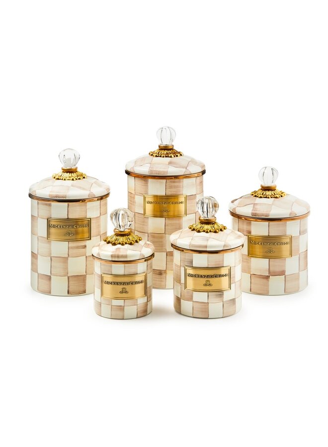 Mocha Check Kitchen Canister - Large