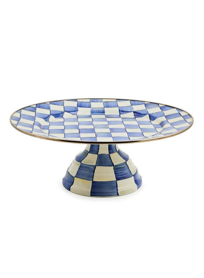 Royal Check Enamel Pedestal Platter - Large
