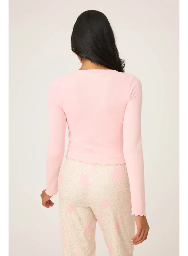 Stay Wild Pointelle Fitted Long Sleeve Top -