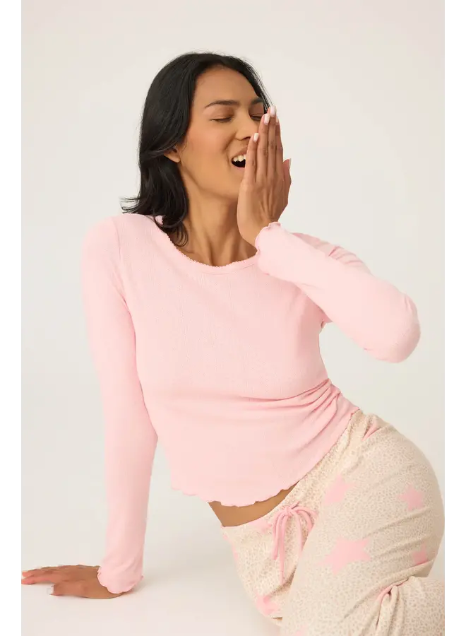 Stay Wild Pointelle Fitted Long Sleeve Top -