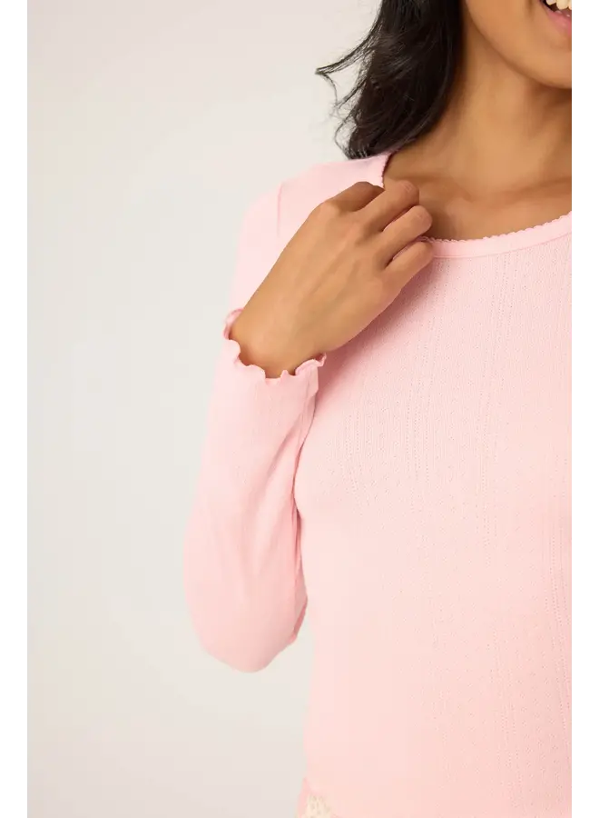 Stay Wild Pointelle Fitted Long Sleeve Top -