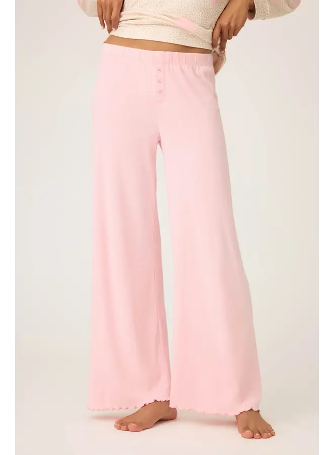 Stay Wild Solid Pointelle Lounge Pants - Pink