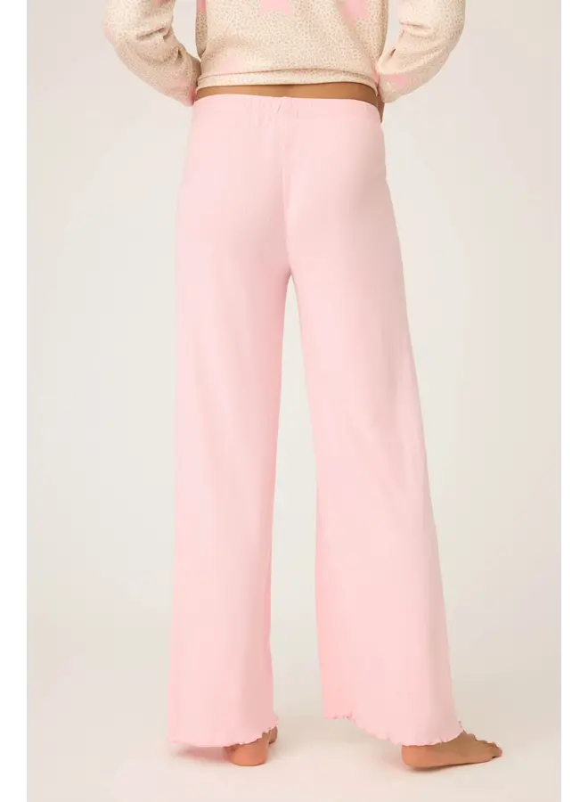 Stay Wild Solid Pointelle Lounge Pants - Pink
