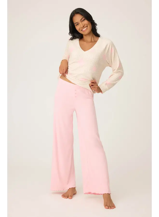 Stay Wild Solid Pointelle Lounge Pants - Pink