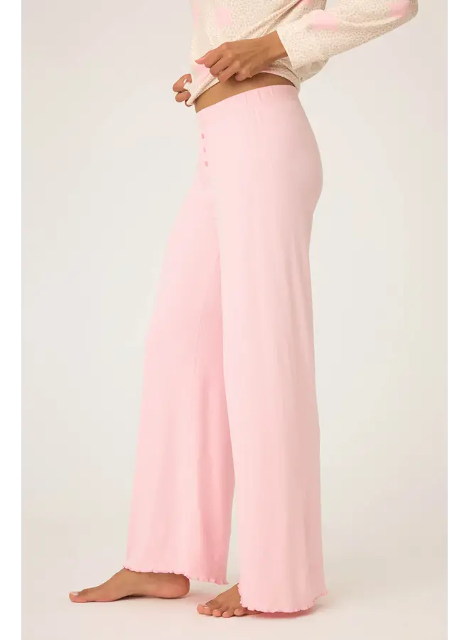 Stay Wild Solid Pointelle Lounge Pants - Pink