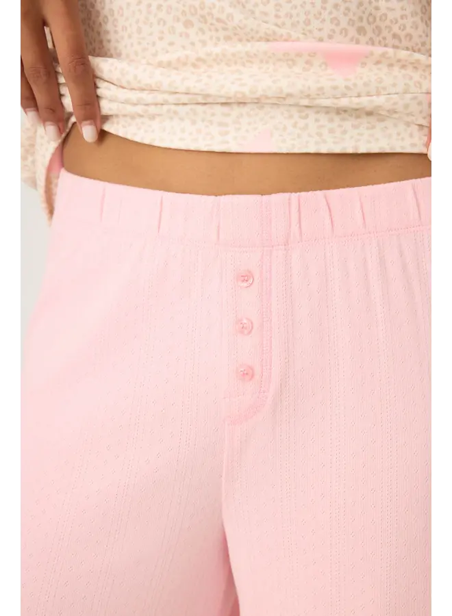 Stay Wild Solid Pointelle Lounge Pants - Pink