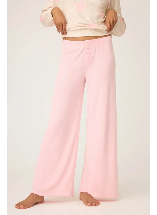 Stay Wild Solid Pointelle Lounge Pants - Pink