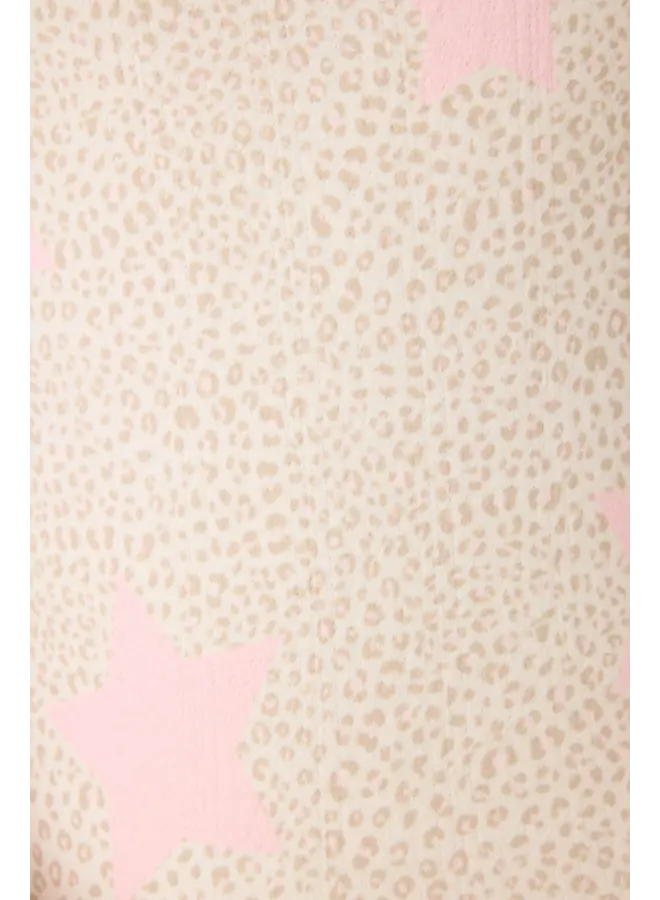 Stay Wild Leopard & Star Print Pointelle Shorts - Oatmeal -