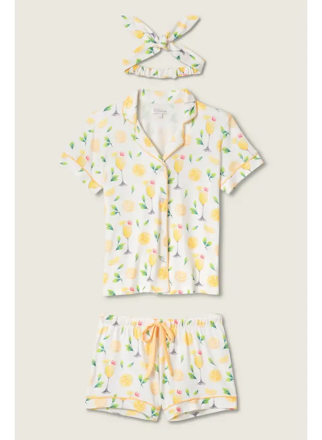 Mimosa Me Drink Print 3-piece PJ Short Set -