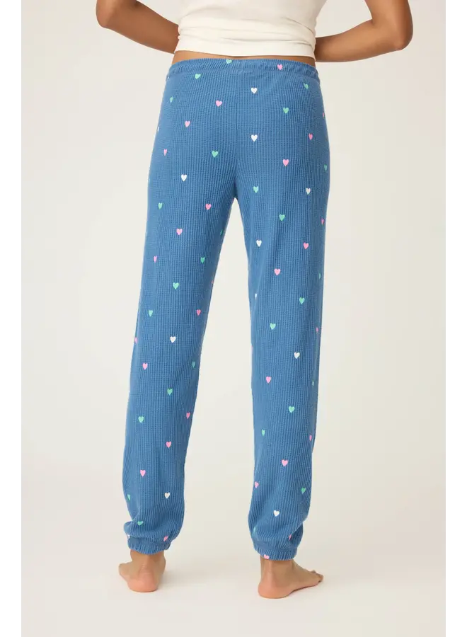 Love Club Banded Lounge Pants with Embroidered Hearts -
