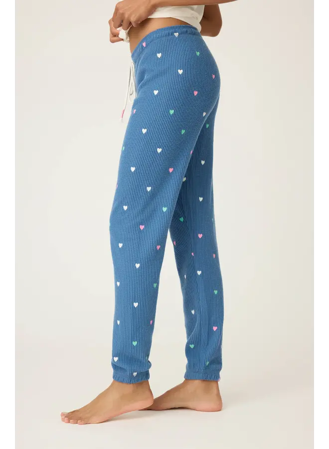 Love Club Banded Lounge Pants with Embroidered Hearts -