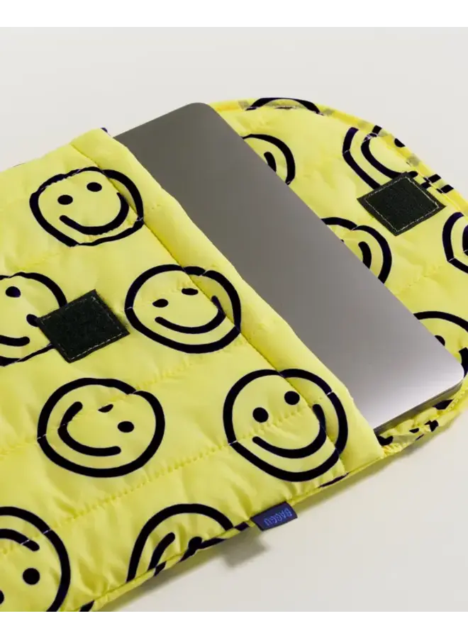 Puffy Laptop Sleeve 16" - Yellow Smiley