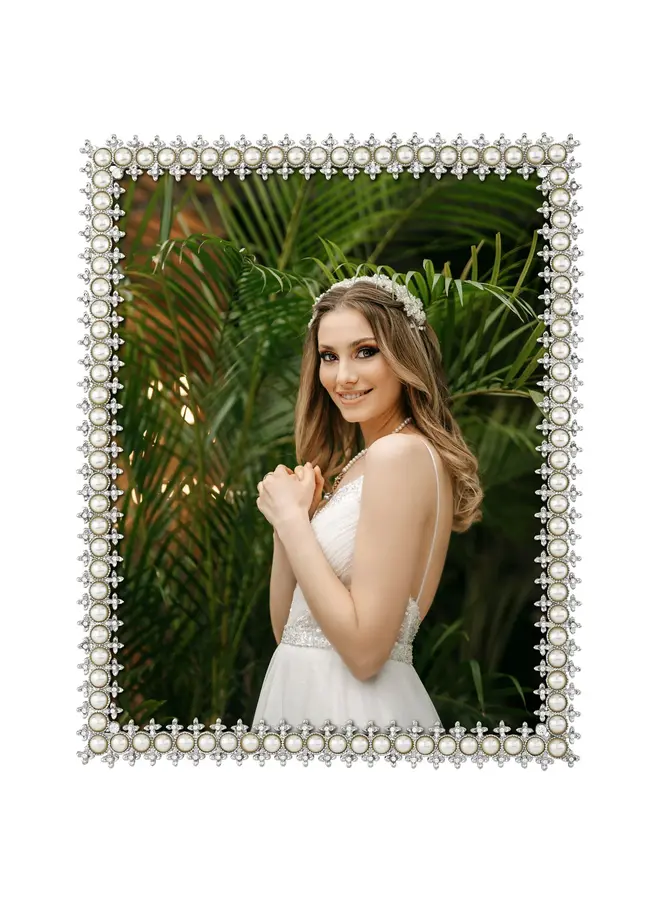 Silver Crystal & Pearl 8"x10" Frame