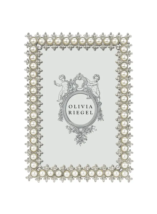 Silver Crystal & Pearl 4"x6" Frame