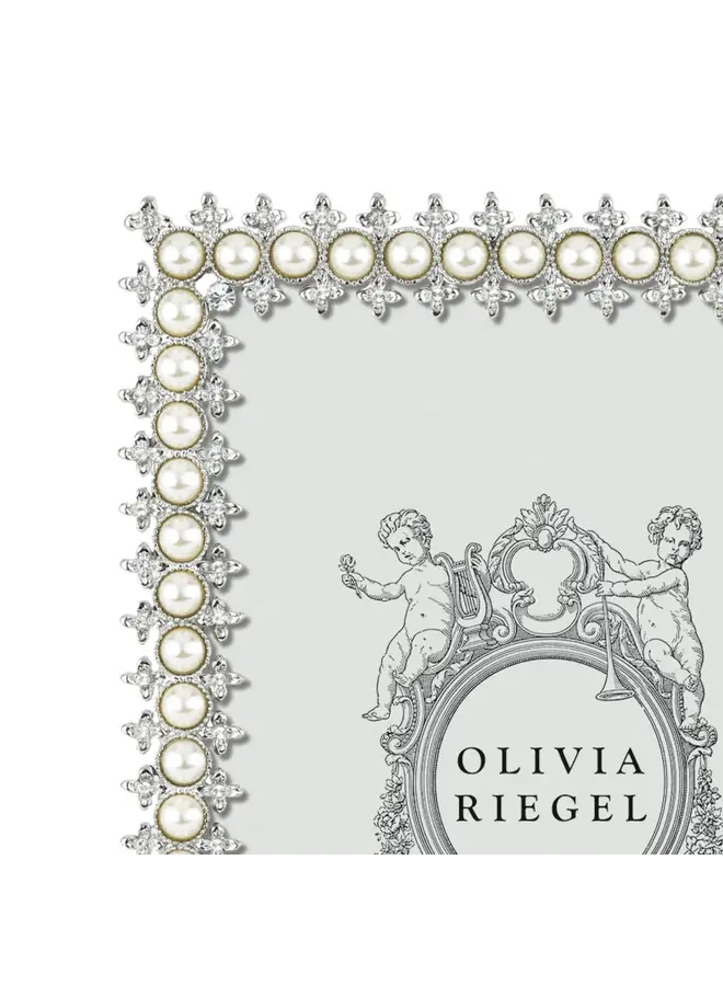 Silver Crystal & Pearl 4"x6" Frame