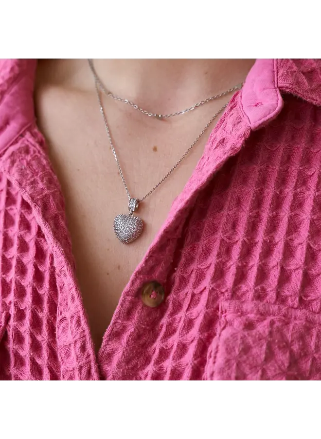 Grace Heart Adjustable Necklace - Silver