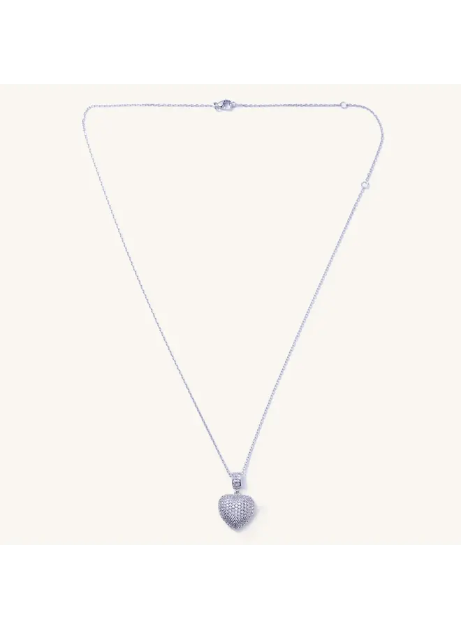 Grace Heart Adjustable Necklace - Silver