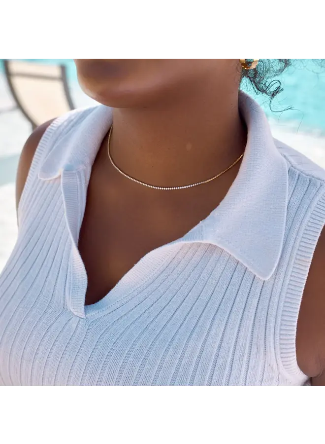 Micro Tennis Necklace (Waterproof) - Gold