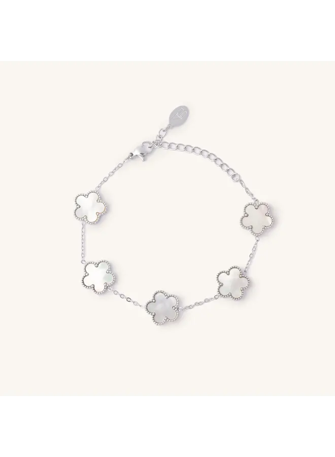 White Shell Flora Bracelet - Silver