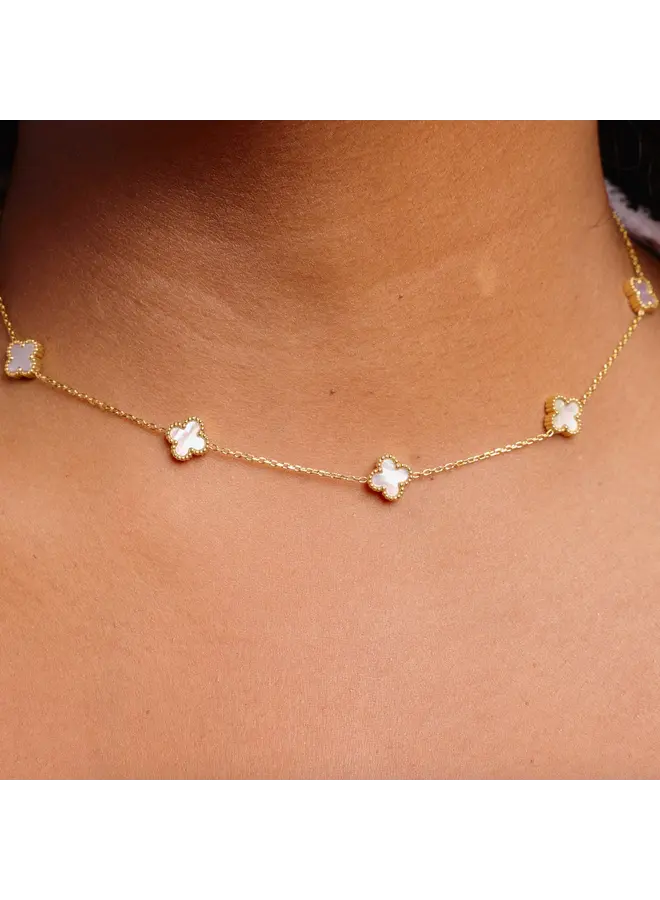 White Shell Flora Adjustable Necklace - Gold