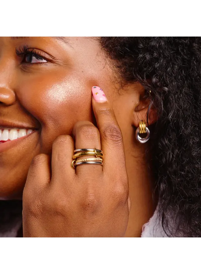 Olivia Mixed Metal Stacked Ring Set - Size 9