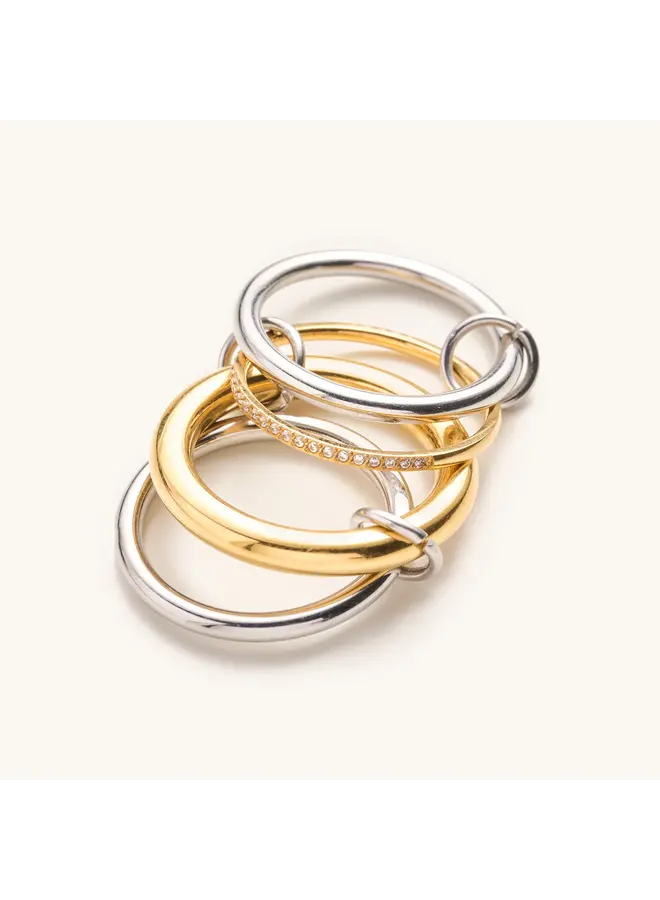 Olivia Mixed Metal Stacked Ring Set - Size 9
