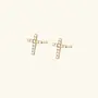 Crystal Cross Studs - Gold