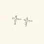 Crystal Cross Studs - Silver