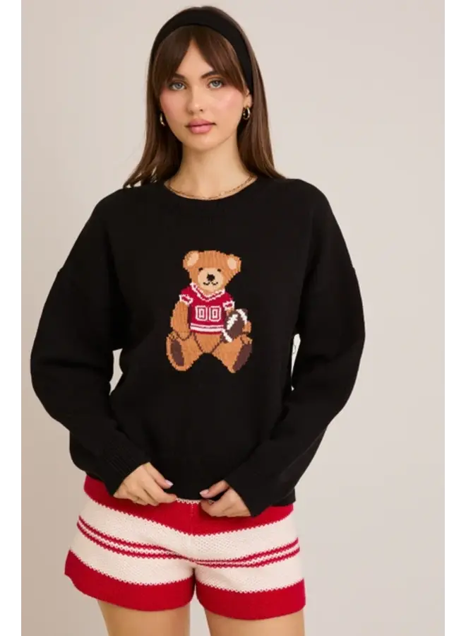 Game Day Teddy Bear Sweater - Black -