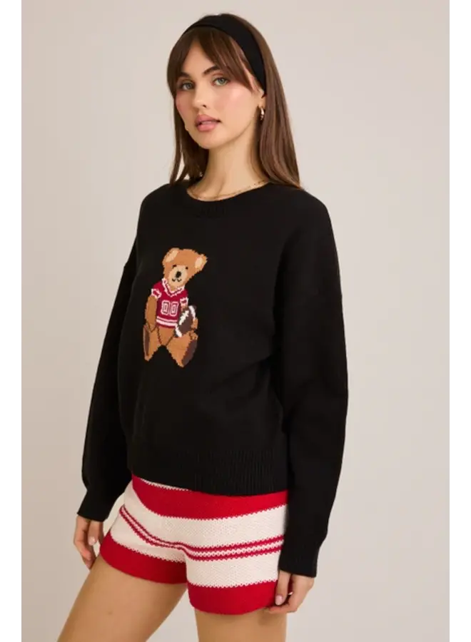 Game Day Teddy Bear Sweater - Black -