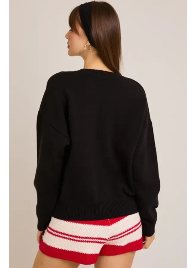 Game Day Teddy Bear Sweater - Black -