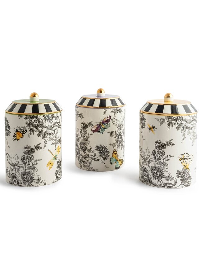 Butterfly Toile Canisters - Set of 3