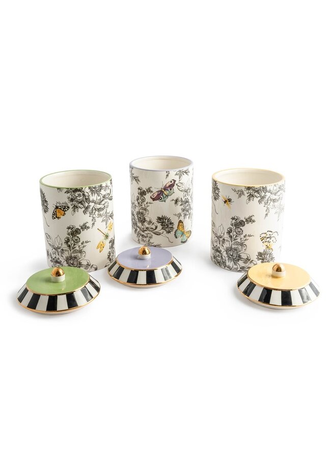 Butterfly Toile Canisters - Set of 3