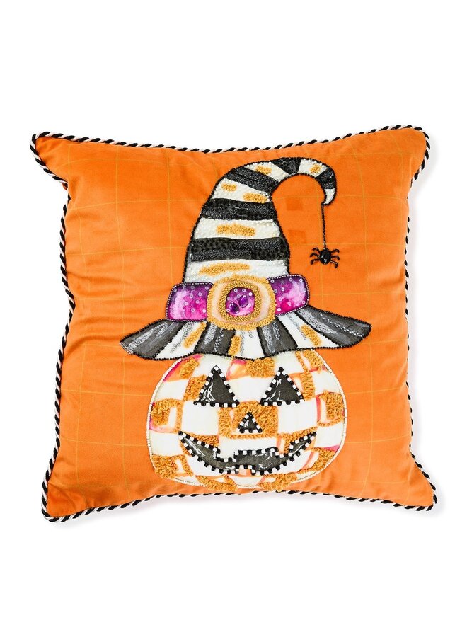 Jack O' Lantern in Hat Throw Pillow