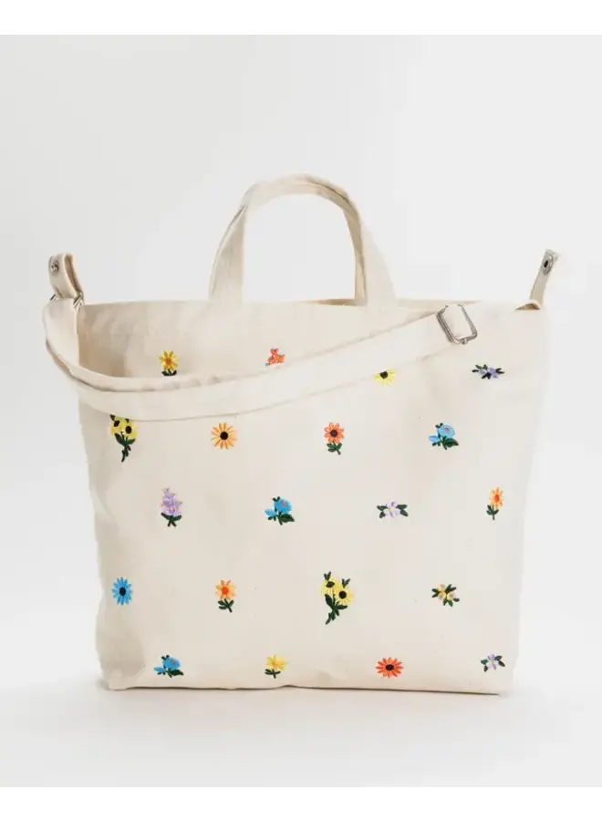 Horizontal Zip Duck Bag - Embroidered Ditsy Floral
