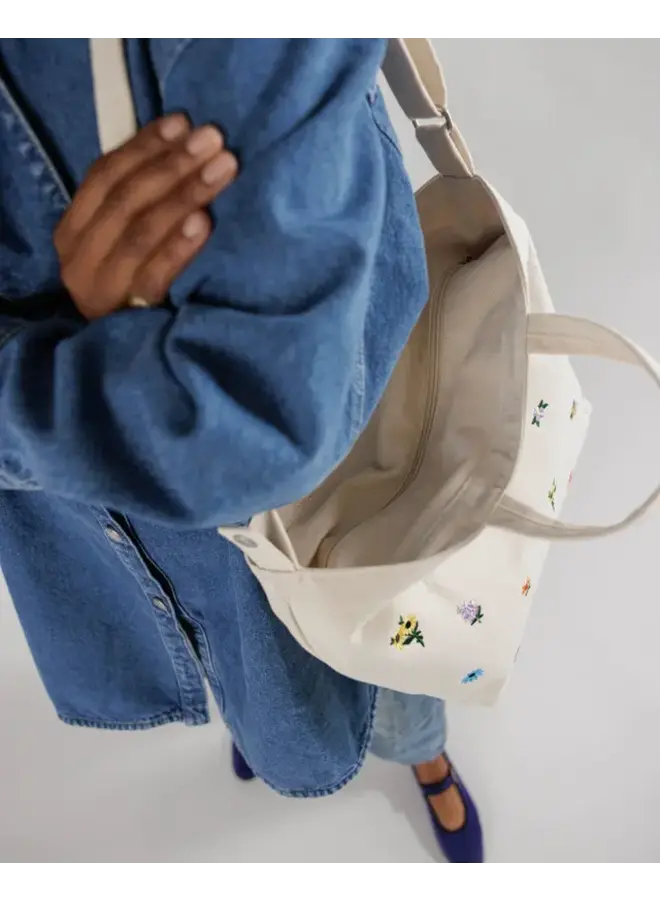 Horizontal Zip Duck Bag - Embroidered Ditsy Floral