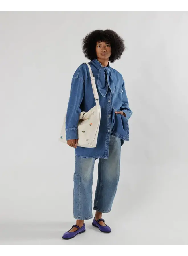 Horizontal Zip Duck Bag - Embroidered Ditsy Floral