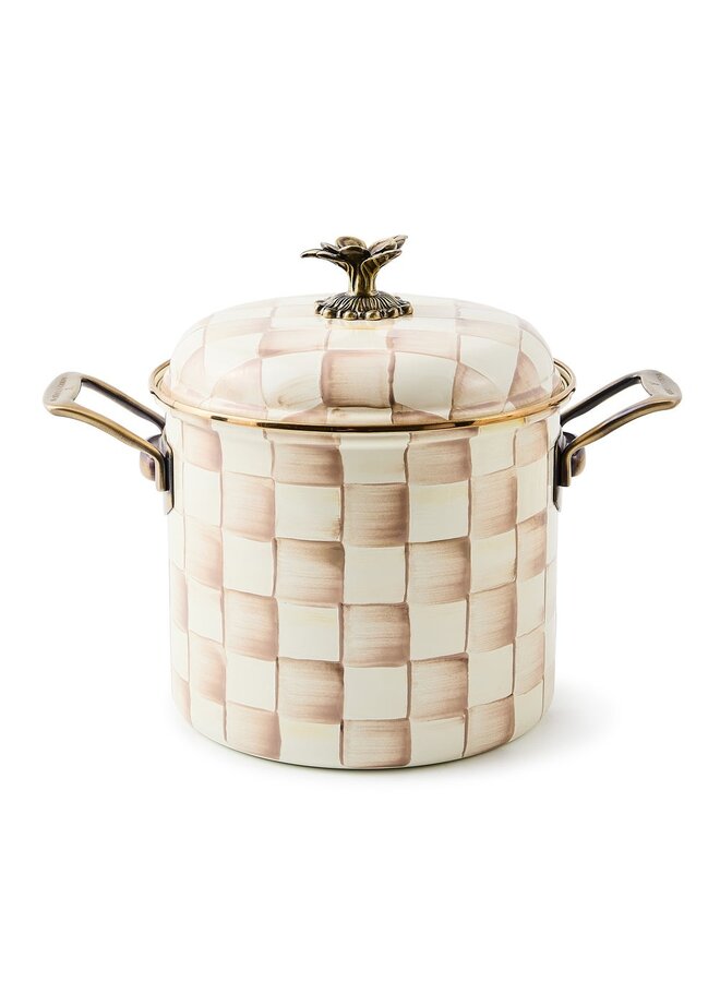 Mocha Check Enamel 7 Quart Stockpot