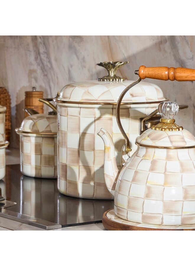 Mocha Check Enamel 7 Quart Stockpot